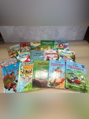 Vintage Walt Disney Hardcover Book Lot 15 Snow White Dumbo Little Mermaid